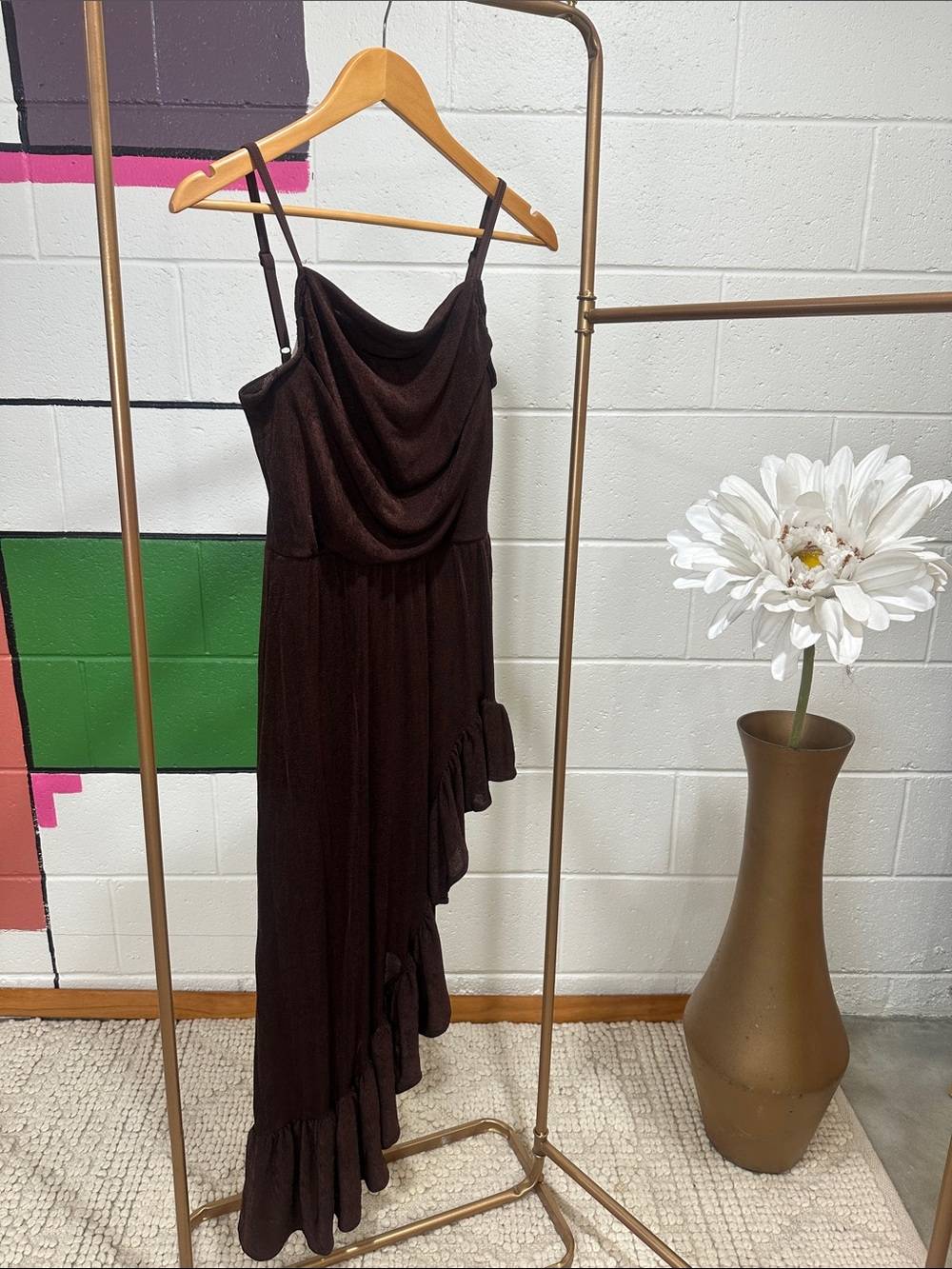 Adult small  Brown Ruffle Asymmetrical costume